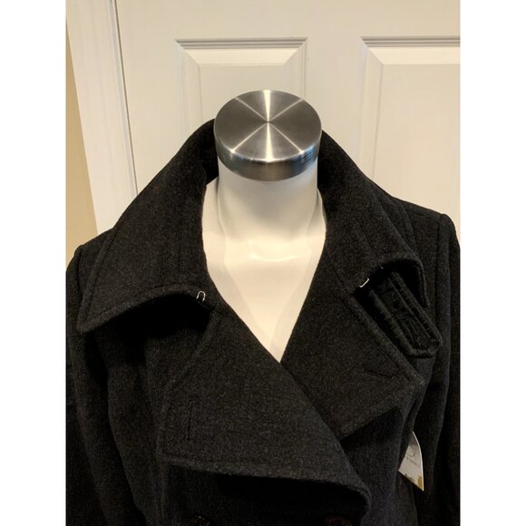 Michael Kors Black Wool Double Breasted Pea Coat, Size 12 - Picture 2 of 7
